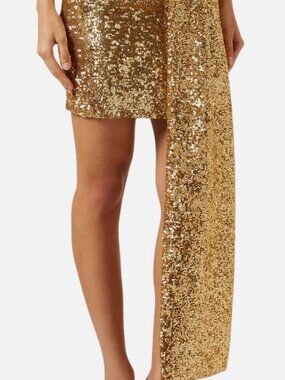 No Pise La Grama Women's Gold Carta De Amor Sequin Mini Skirt Size 0